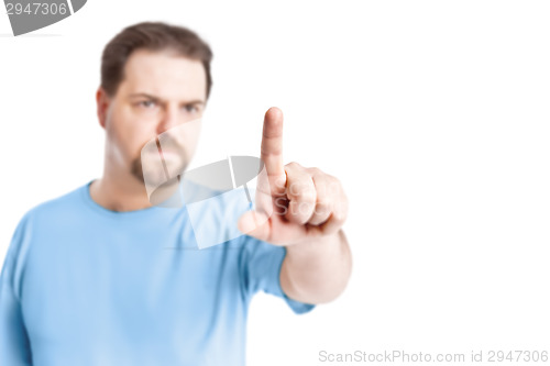 Image of handsome man pointing