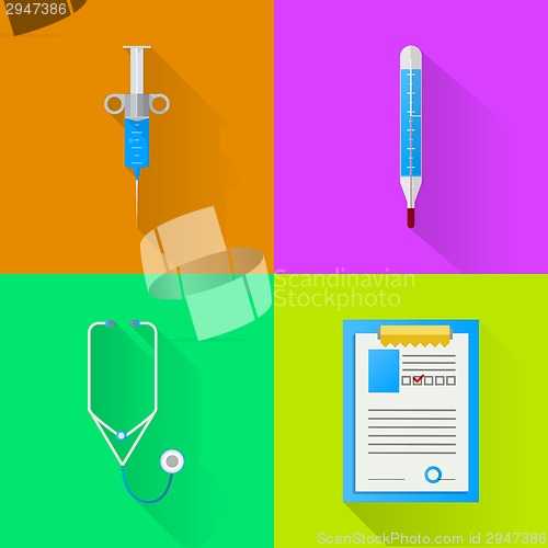 Image of Colored flat vector icons for hospital