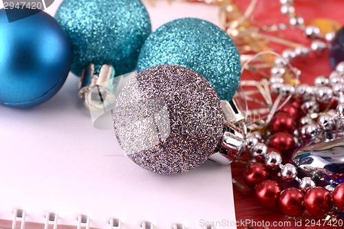 Image of Blue christmas ornament with pearls