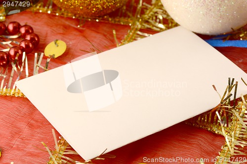 Image of invitation card on christmas background, new year card