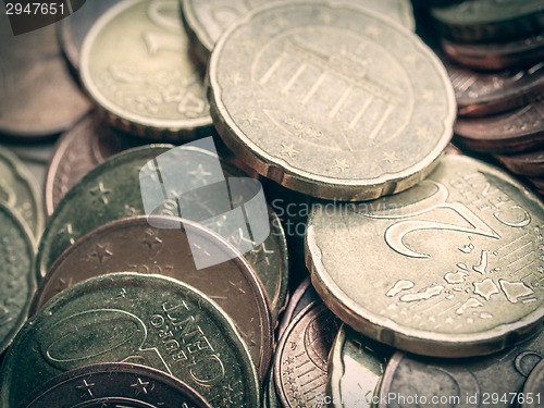 Image of Retro look Euro coins background