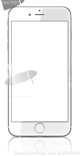 Image of new Silver Smartphone with blank screen on white background