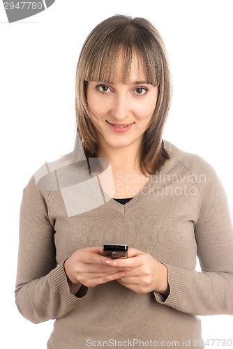 Image of Attractive girl with mobile phone