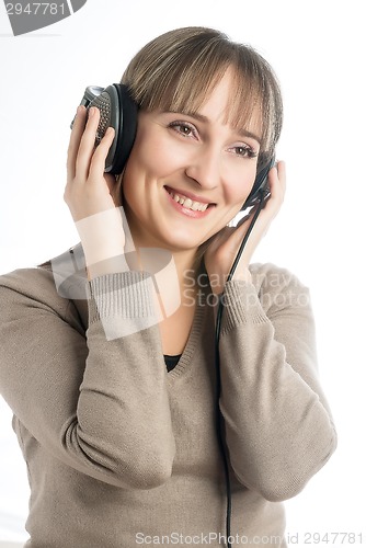 Image of Attractive woman with headphones