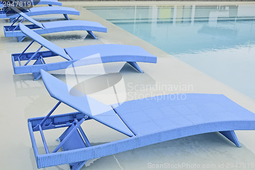 Image of Turquoise Pool Benches 