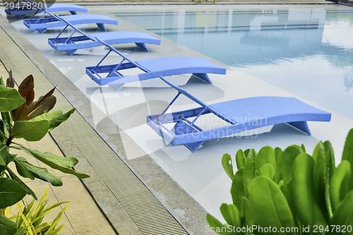 Image of Turquoise Pool Benches 