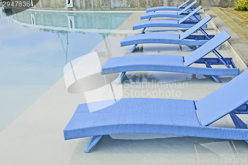 Image of Turquoise Pool Benches 