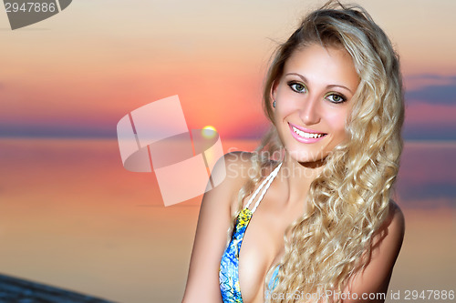 Image of Portrait of smiling blond woman