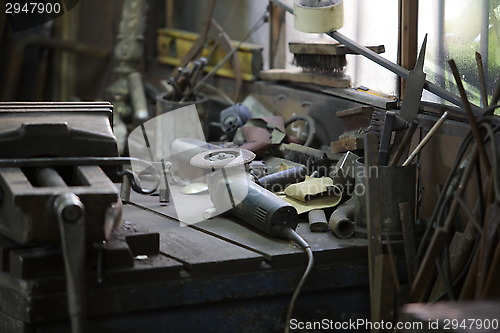 Image of workbench in the workshop