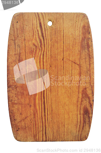 Image of old wooden cutting board on white 