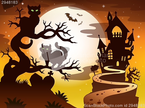 Image of Theme with Halloween silhouette 1