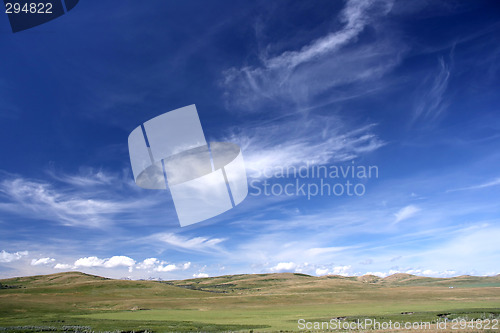 Image of Rural landscape, blue sky
