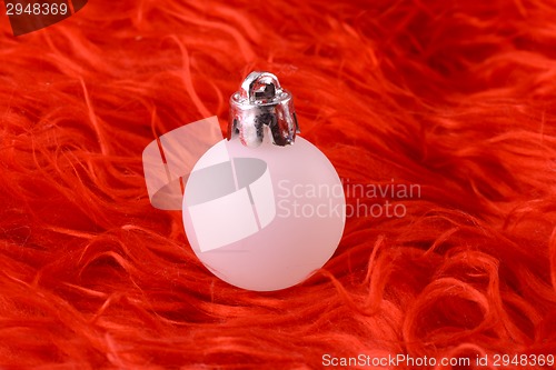 Image of Background with white christmas balls, close up