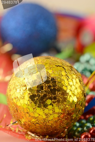 Image of christmas balls set, new year holiday card