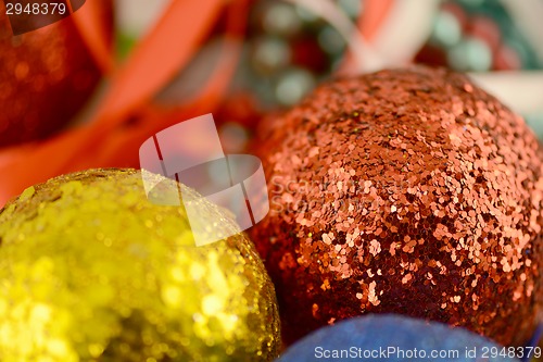 Image of christmas balls close-up. new year decoration