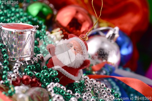 Image of Cheerful christmas santa claus, close up, xmas card