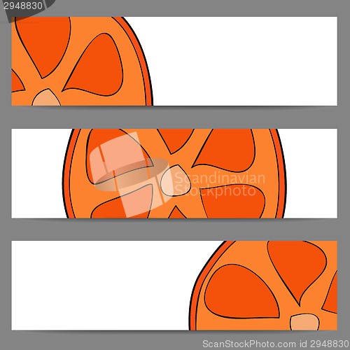 Image of Set of banners with doodle oranges