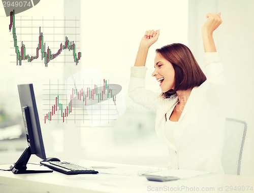 Image of businesswoman with computer in office