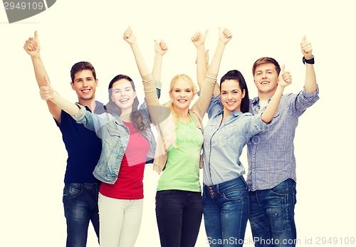 Image of group of smiling students showing thumbs up