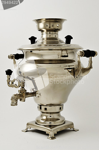 Image of samovar, traditional russian kettle, on neutral 