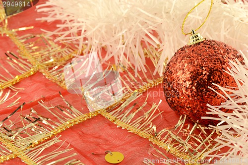 Image of Christmas background with red new year balls