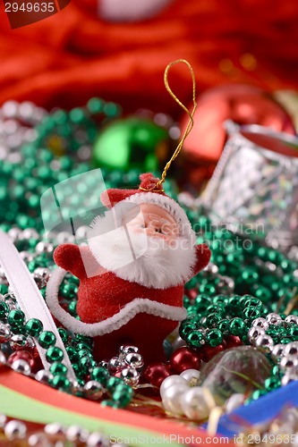 Image of Cheerful christmas santa claus, close up, xmas card