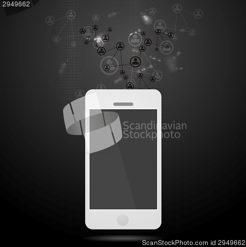 Image of Team connect abstract background with mobile phone