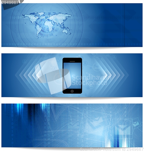 Image of Blue abstract tech banners for web design