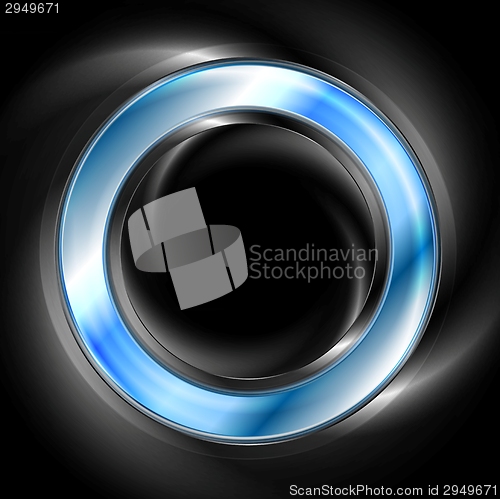 Image of Bright glow blue web circle element. Logo background