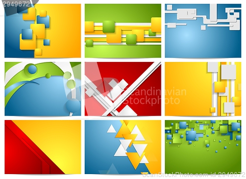 Image of Colorful bright technology backgrounds set