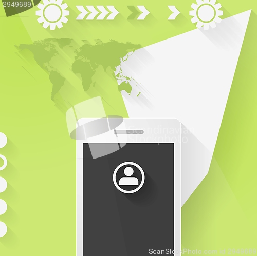 Image of Abstract concept flat tech design with mobile phone
