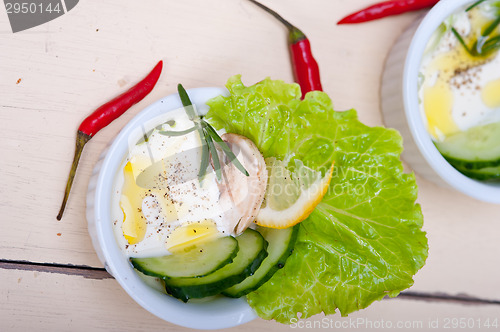 Image of fresh garlic cheese dip salad