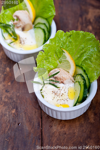 Image of fresh garlic cheese dip salad