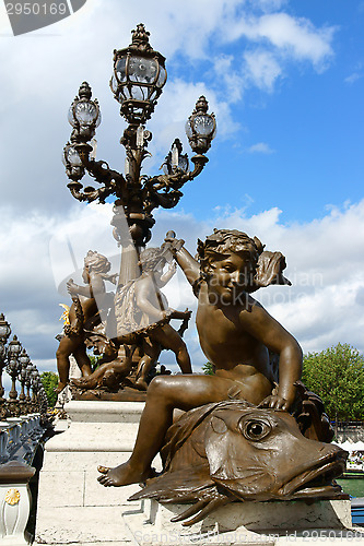 Image of Pont Alexandre III detail in Paris.