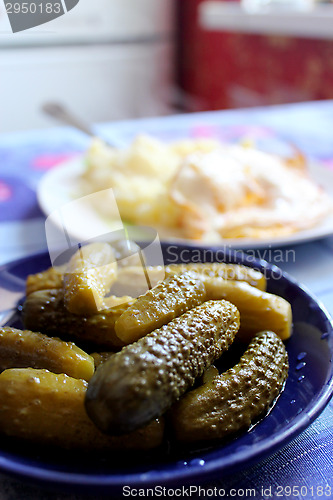 Image of Cucumbers marinaded and mashed potatoes