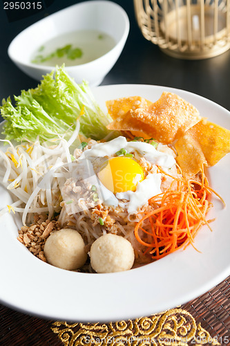 Image of Thai Noodle Dish with Fried Egg