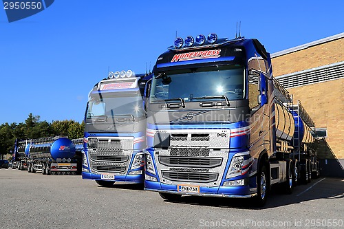 Image of Fleet of Volvo FH 500 Tank Trucks on a Yard