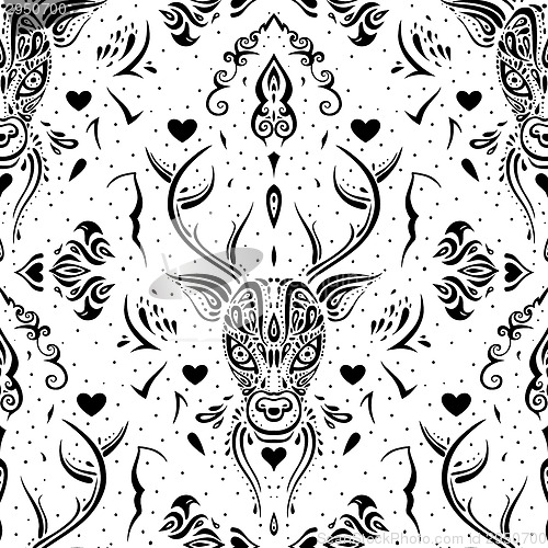 Image of Deer head. Seamless pattern.