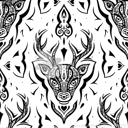 Image of Deer head. Seamless pattern.