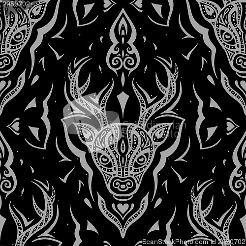 Image of Deer head. Seamless pattern.