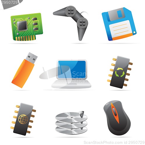 Image of Icons for computer and computer parts