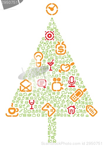 Image of Christmas tree with gifts made of icons