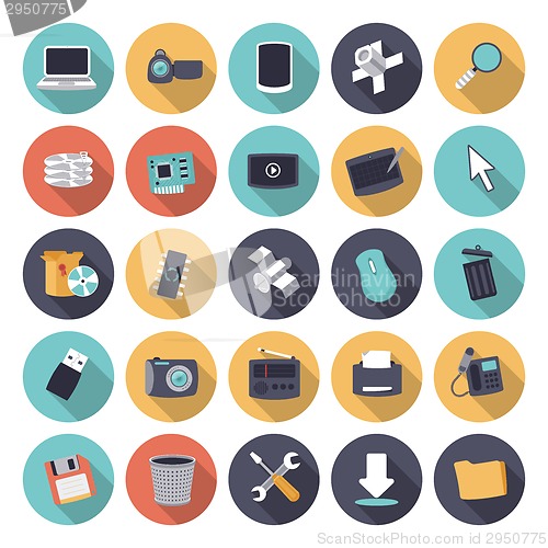 Image of Flat design icons for technology and devices