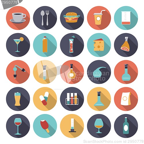 Image of Flat design icons for food and drinks industry
