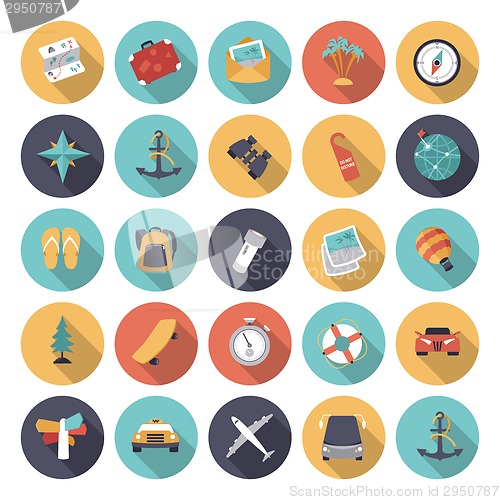 Image of Flat design icons for travel and transportation