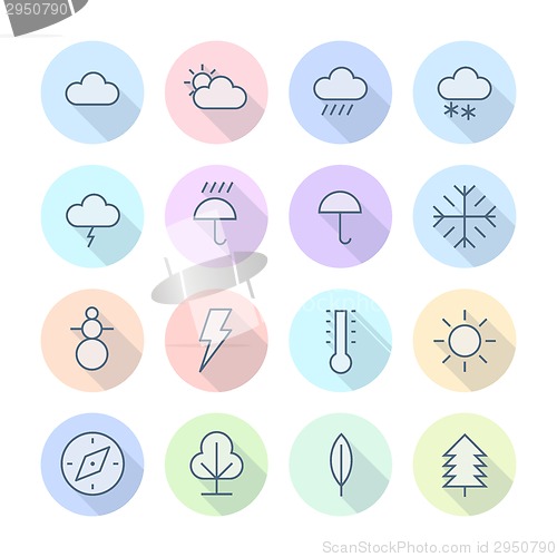 Image of Thin Line Icons For Weather and Nature