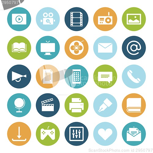 Image of Flat design icons for media