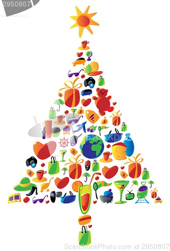 Image of Christmas tree made of icons