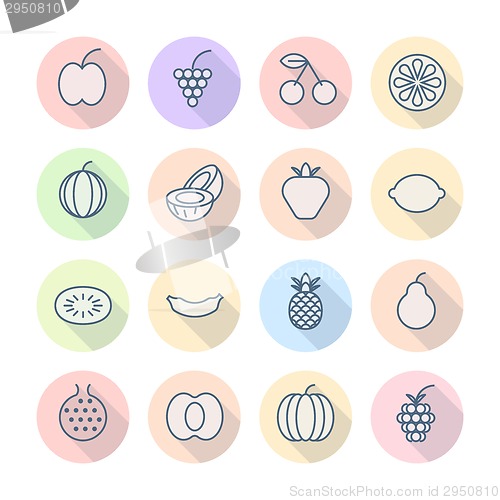 Image of Thin Line Icons For Fruits