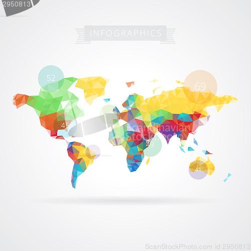 Image of World map with infographics elements